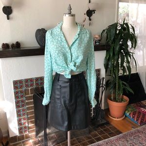 Vintage 1980s/1990s Collared Pastel Blue Blouse